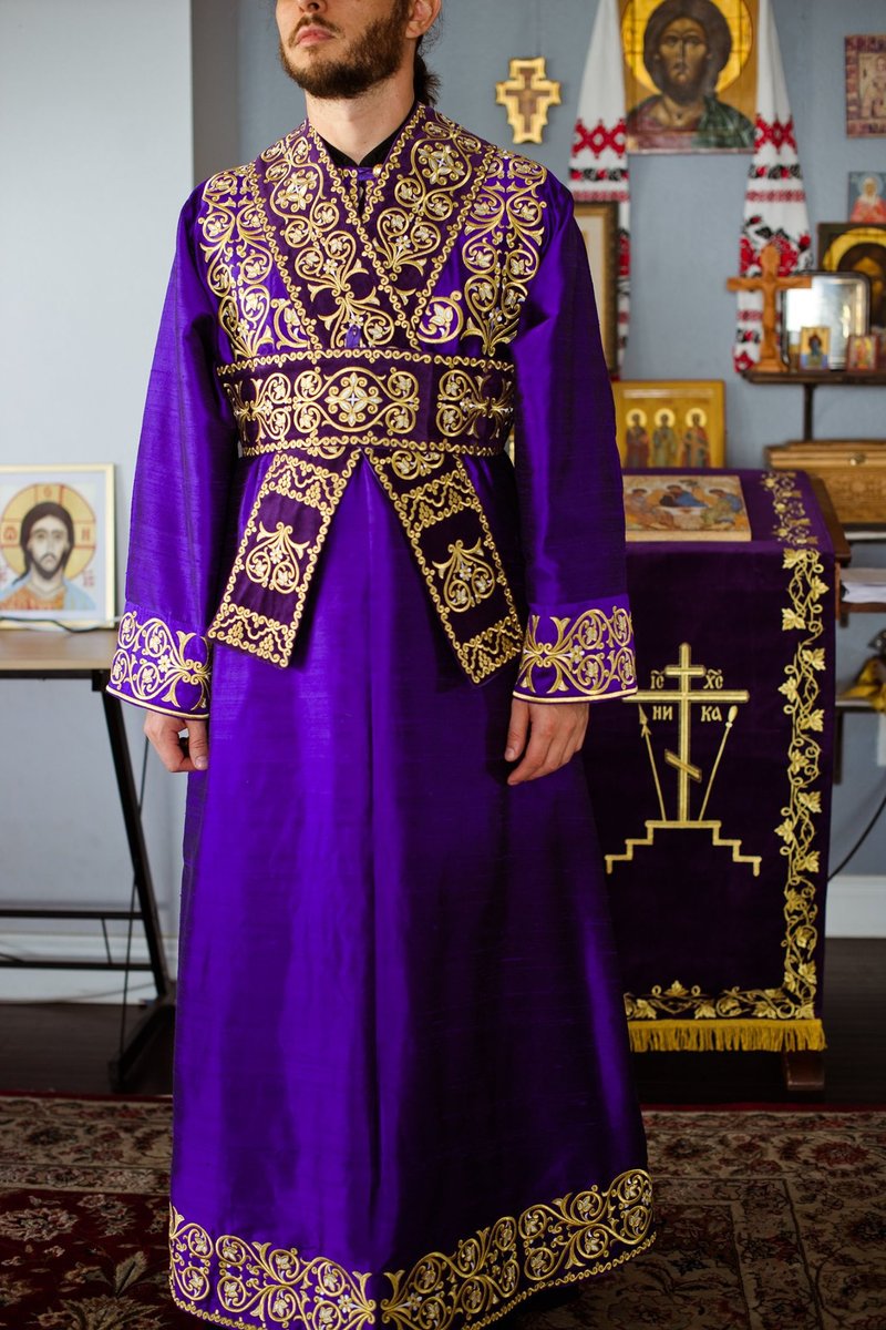 Fully embroidered deacon vestments set