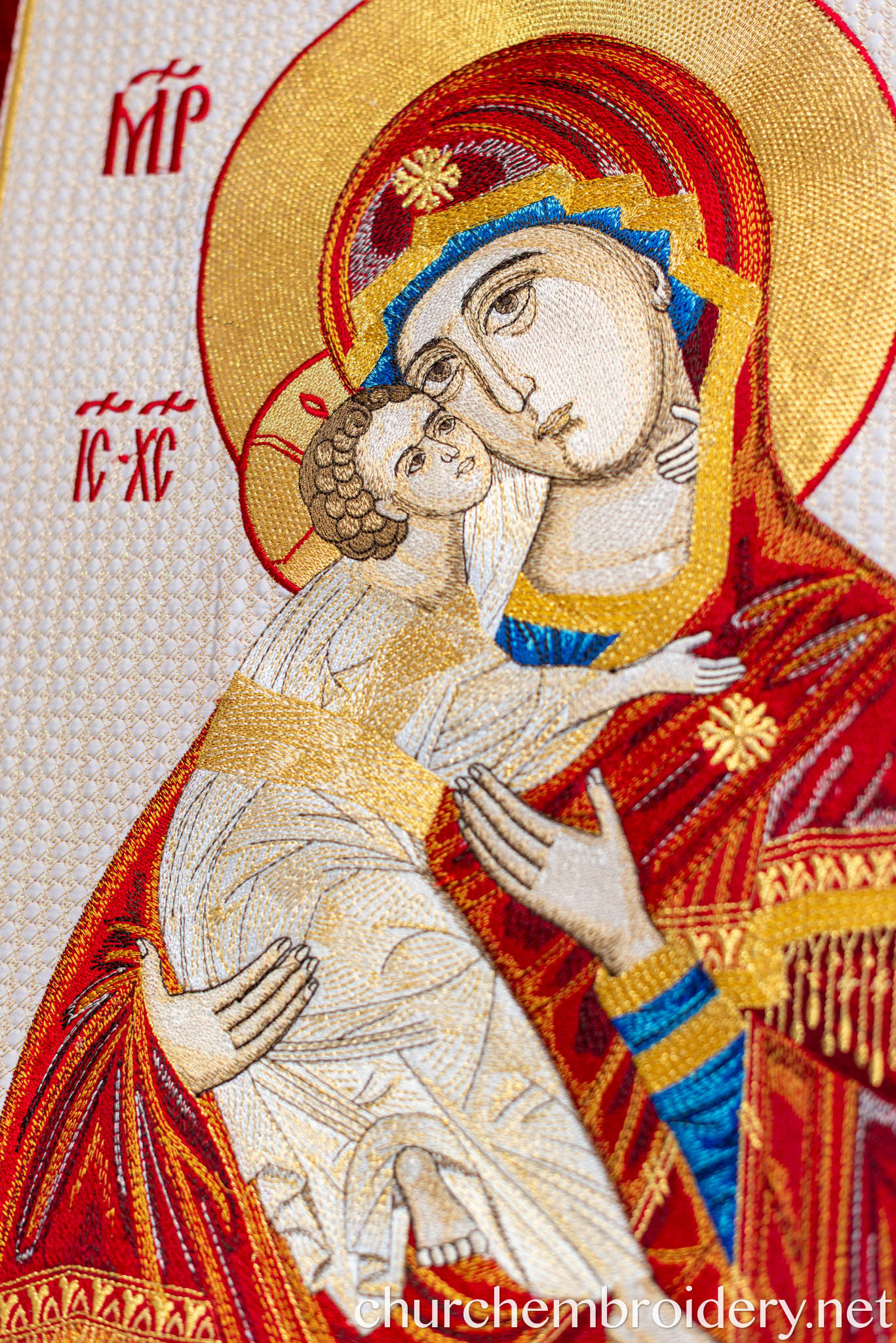 Fully embroidered Eastern Banners Church with the Icon Of Theotokos — photo 3
