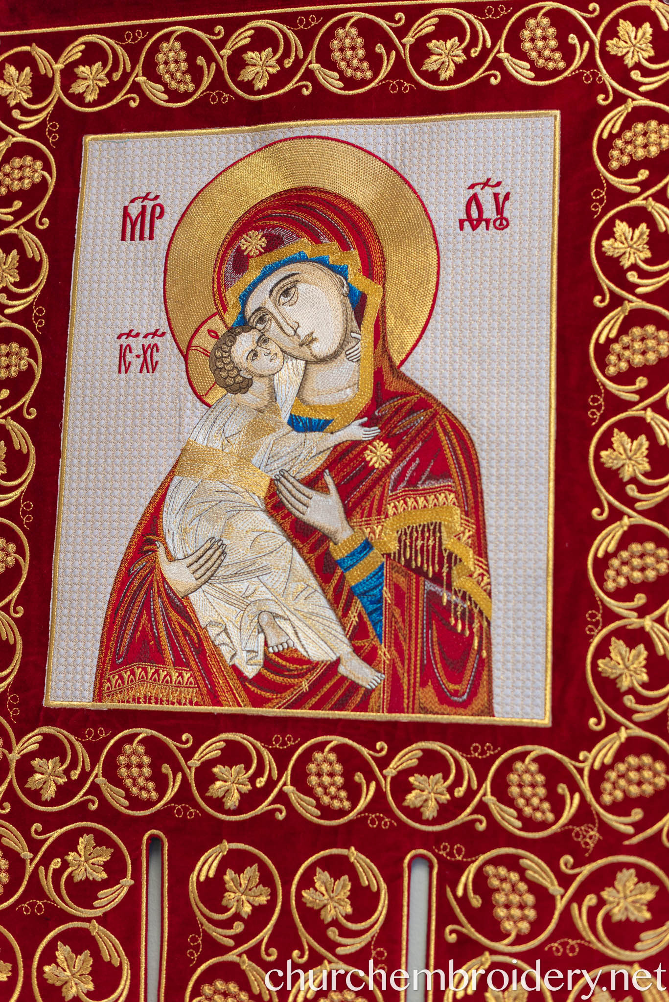 Fully embroidered Eastern Banners Church with the Icon Of Theotokos — photo 5