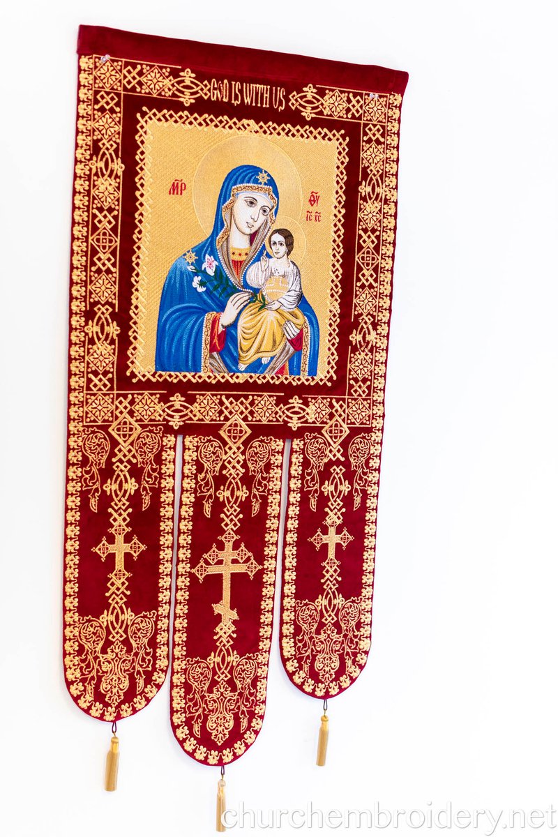 Fully embroidered Eastern Banners Church with the Icon Of Theotokos — photo 3