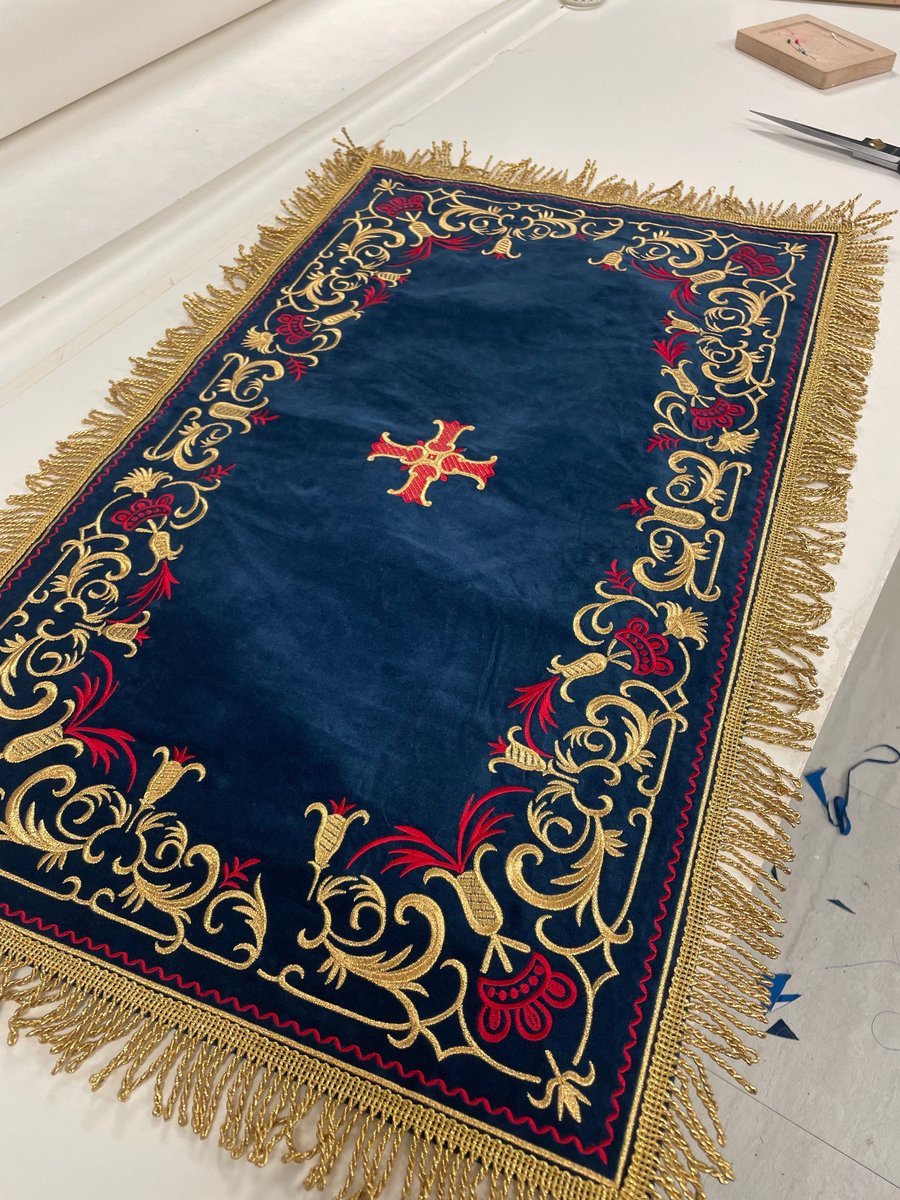 Fully Embroidered Eastern Orthodox Church Blue Red Gold Analogion Cover