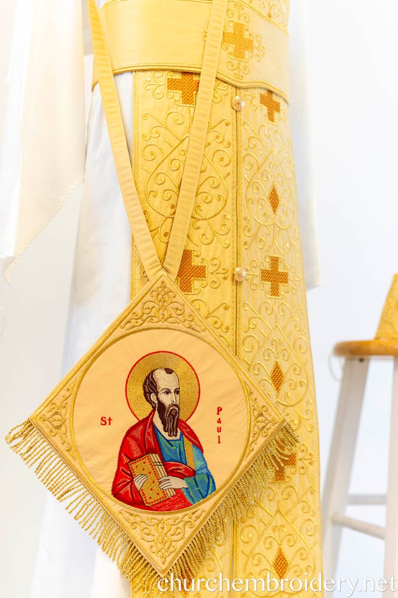 Fully Embroidered Epigonation  Palitsa with the icon of saint Paul Gold — photo 2