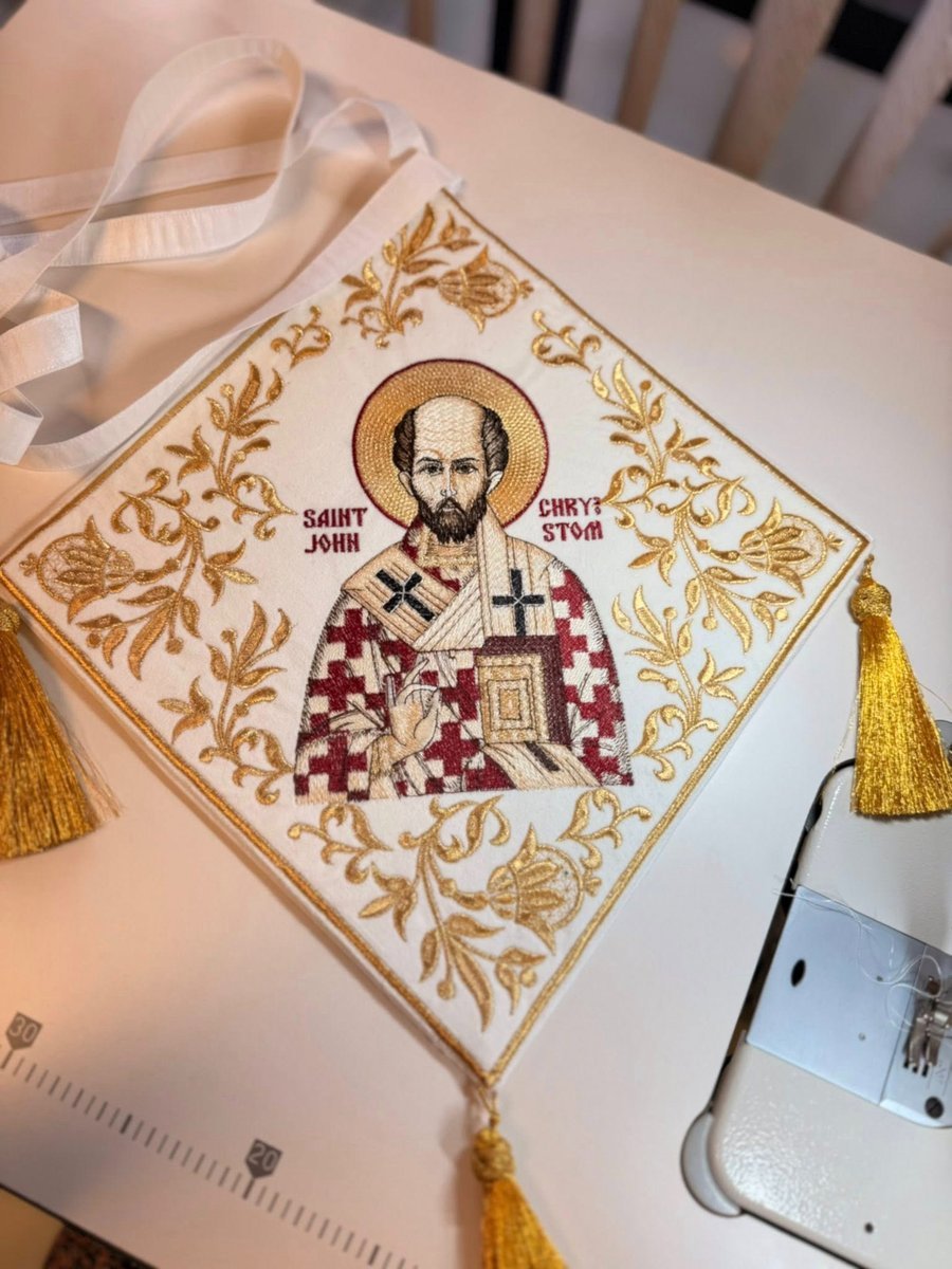 Fully Embroidered Epigonation  Palitsa with the icon of st John Chrysostom — photo 2