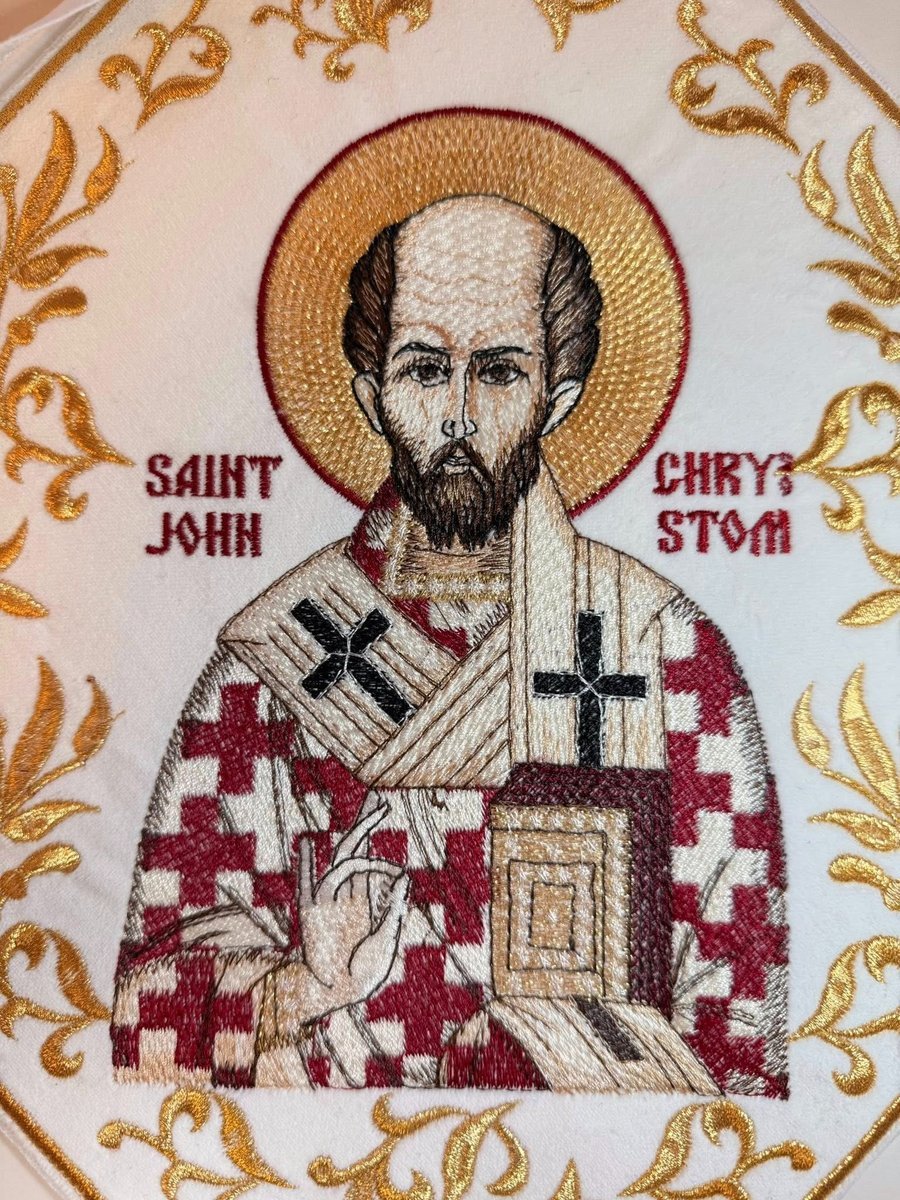 Fully Embroidered Epigonation  Palitsa with the icon of st John Chrysostom