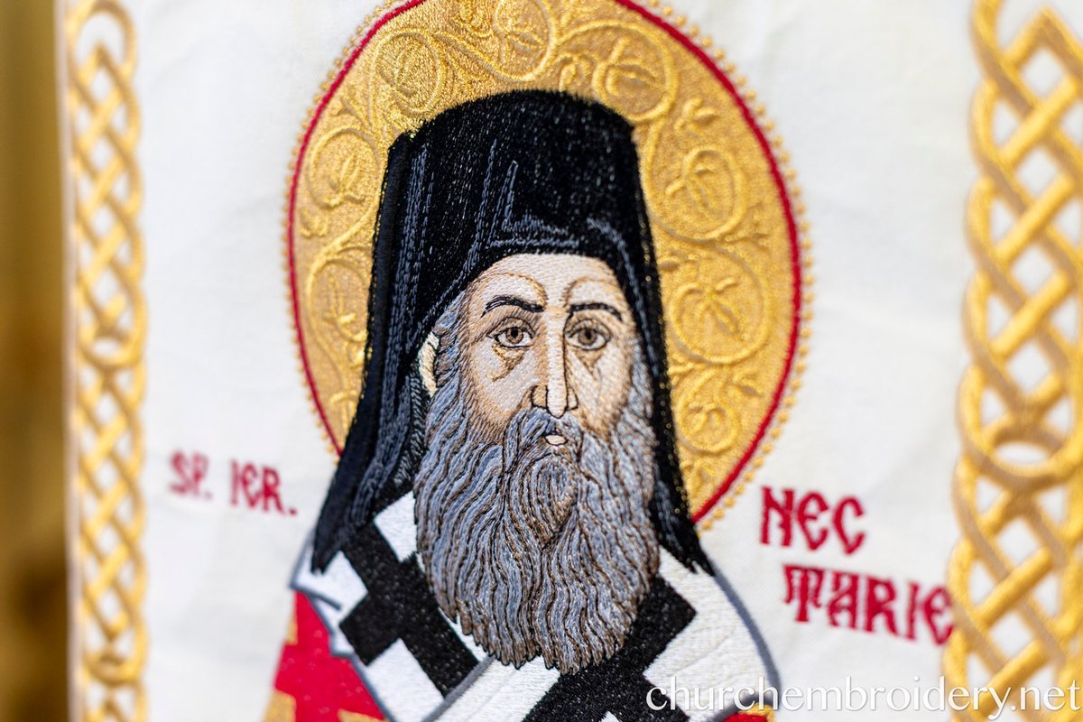 Fully Embroidered Epitrachelion –Saint Nectarios with the Icon — photo 9