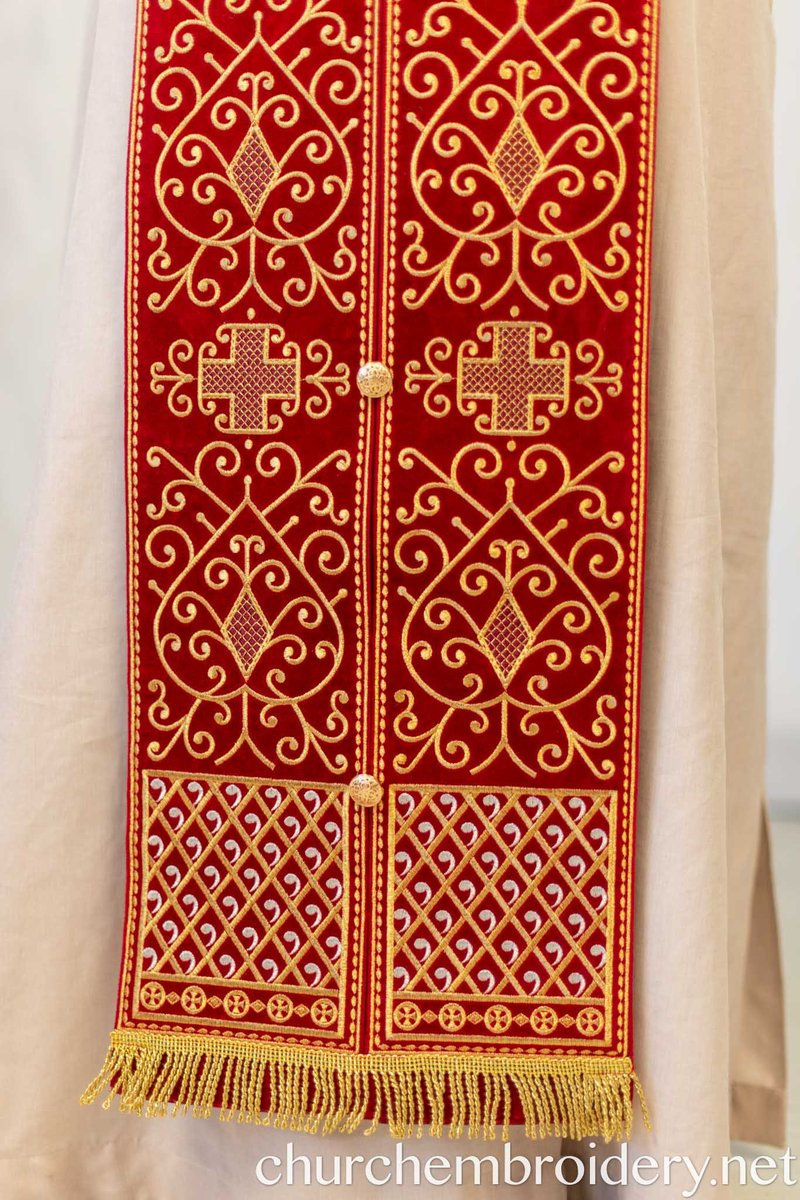 Fully Embroidered Epitrahelion – Burgundy & Gold Eastern Orthodox Priest Stole — photo 7