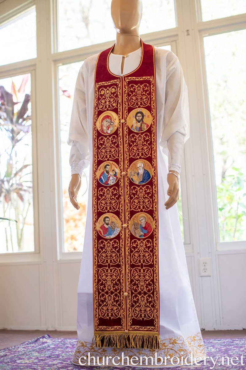 Fully Embroidered Epitrahelion Set Stole with Icons — photo 2