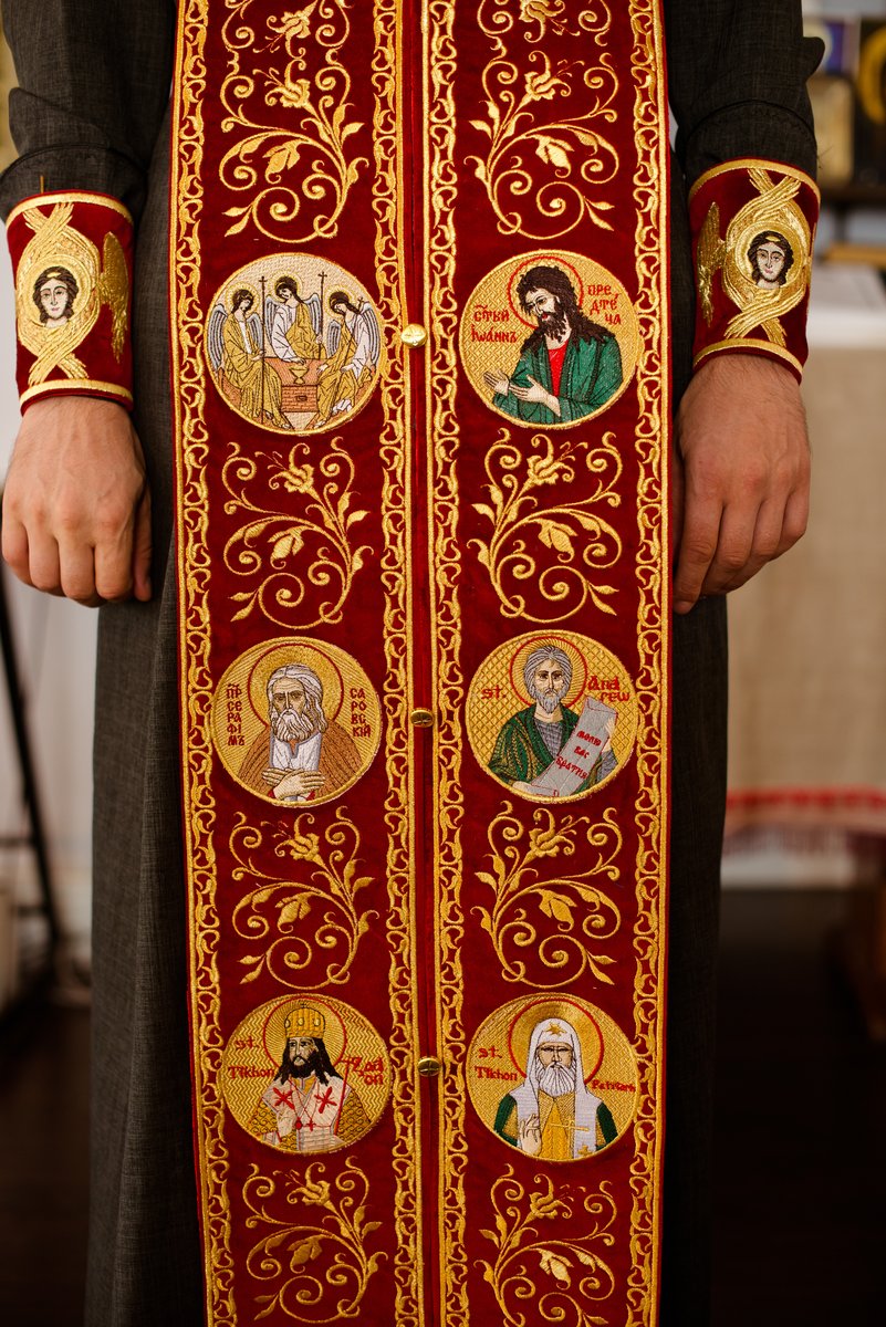 Fully embroidered epitrahelion set with icons — photo 8