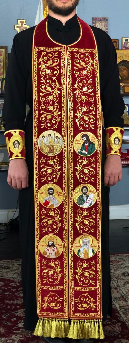 Fully embroidered epitrahelion set with icons