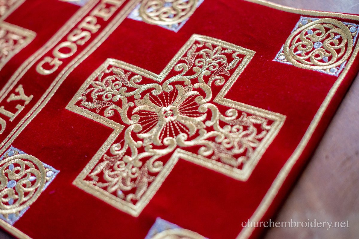 Fully Embroidered Gospel Book Cover With Two Crosses Velvet Cotton 100%