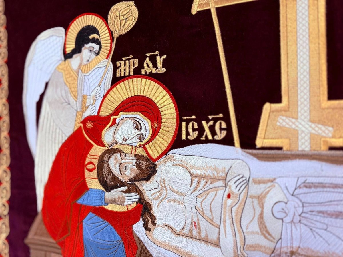 Fully-embroidered Orthodox Church Shroud (epitaphios) of Christ — photo 4