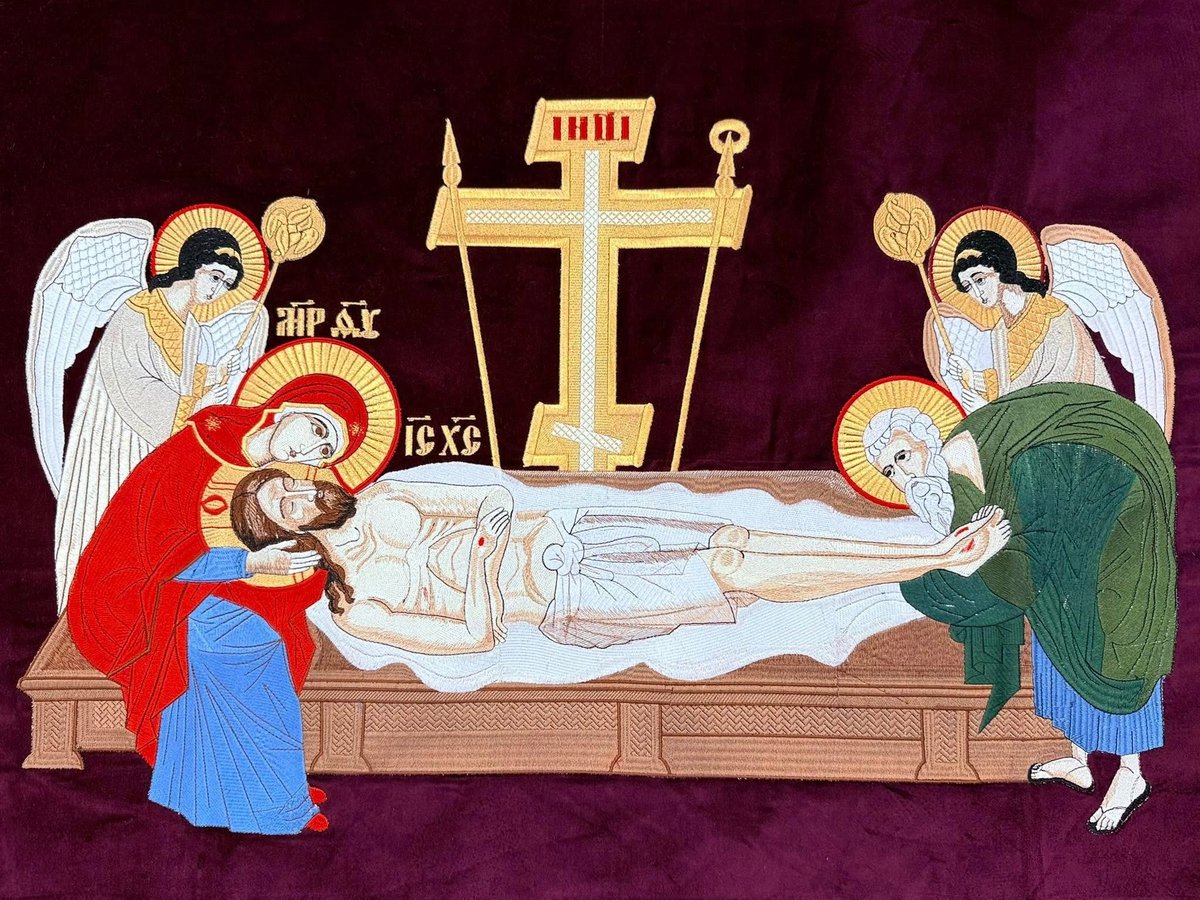 Fully-embroidered Orthodox Church Shroud (epitaphios) of Christ — photo 5