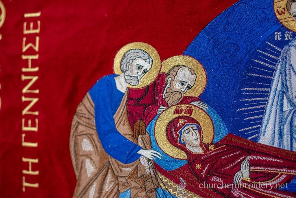 Custom Velvet Orthodox Shroud (Epitaphion) - Fully Embroidered — photo 2