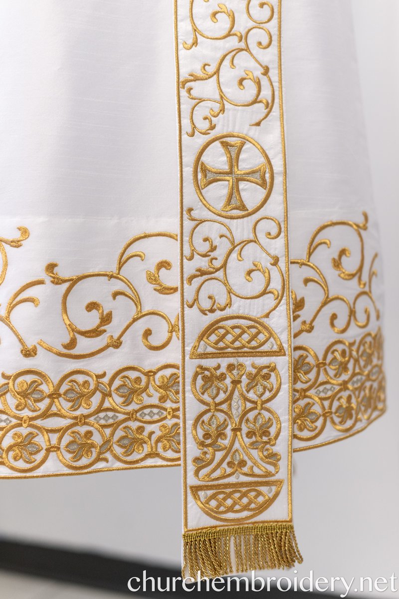 Fully Embroidered Orthodox Deacon Protodeacon Vestments set White — photo 11