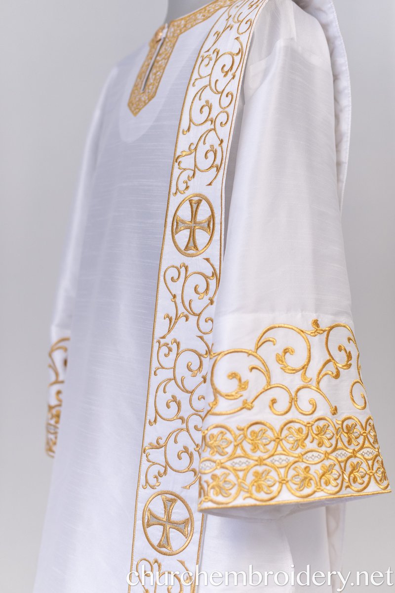 Fully Embroidered Orthodox Deacon Protodeacon Vestments set White — photo 13