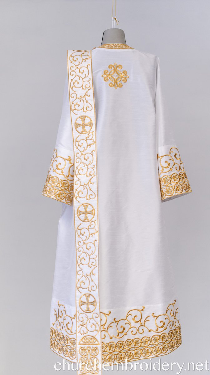 Fully Embroidered Orthodox Deacon Protodeacon Vestments set White — photo 14