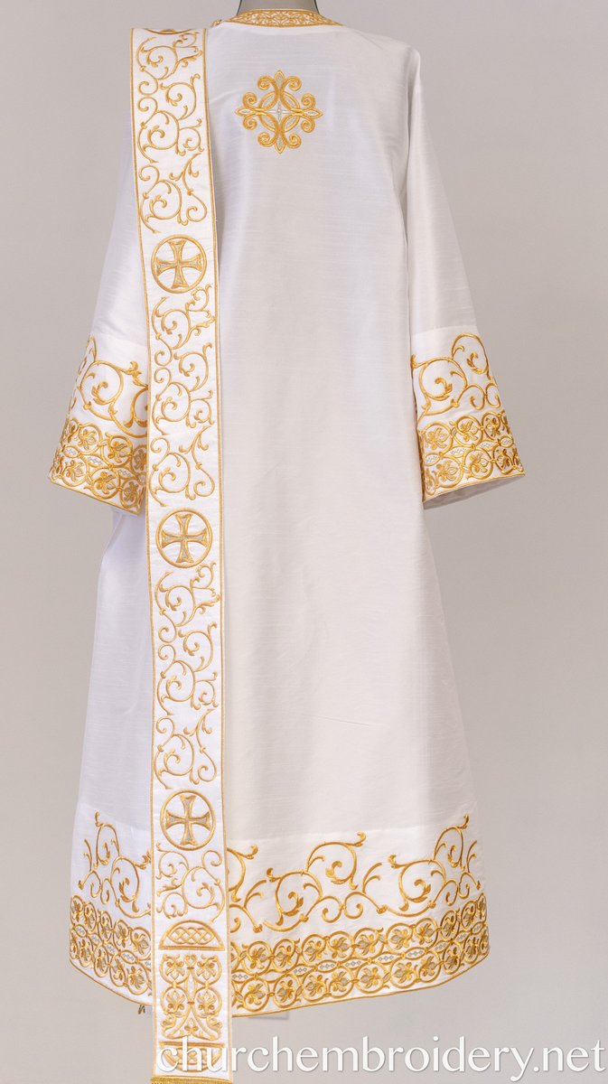 Fully Embroidered Orthodox Deacon Protodeacon Vestments set White — photo 15