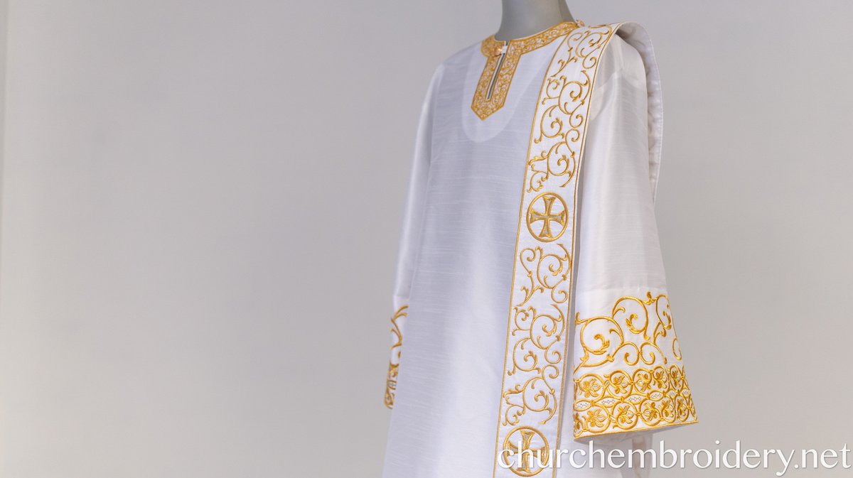 Fully Embroidered Orthodox Deacon Protodeacon Vestments set White — photo 8