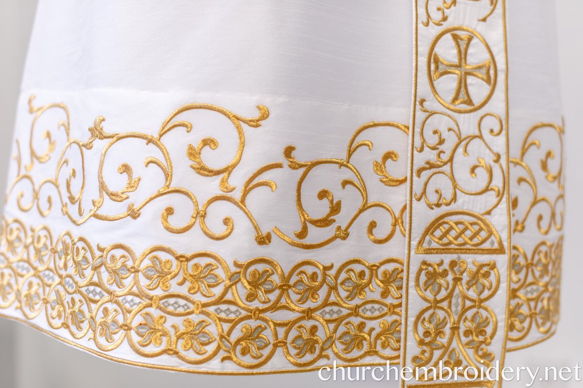 Fully Embroidered Orthodox Deacon Protodeacon Vestments set White — photo 9