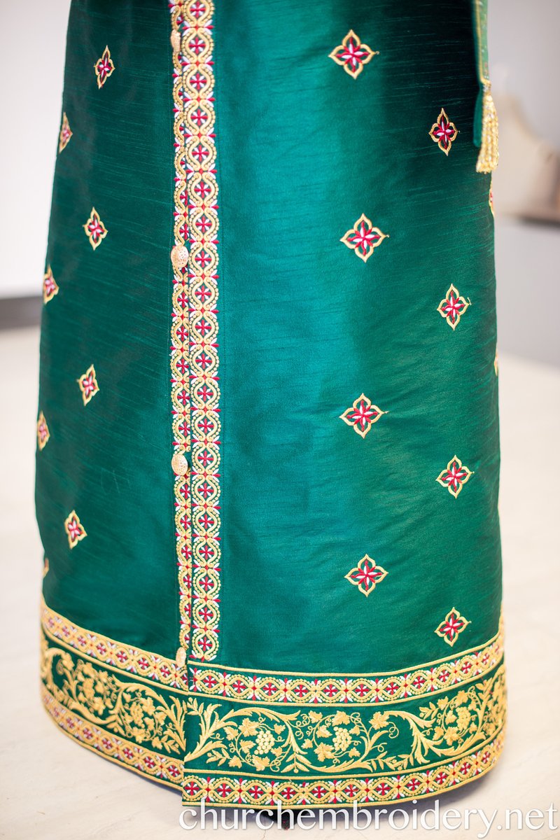 Fully Embroidered Orthodox Deacon Protodeacon Vestments set, green gold — photo 15