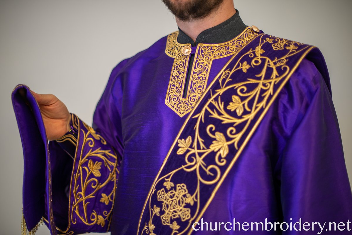 Fully Embroidered Orthodox Deacon Vestments Set Purple Gold — photo 2