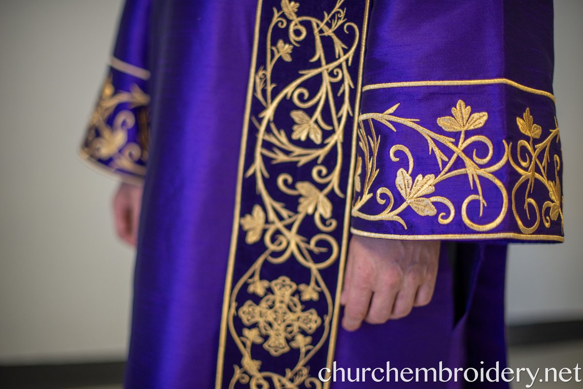 Fully Embroidered Orthodox Deacon Vestments Set Purple Gold — photo 5