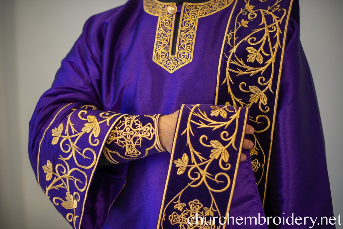 Fully Embroidered Orthodox Deacon Vestments Set Purple Gold