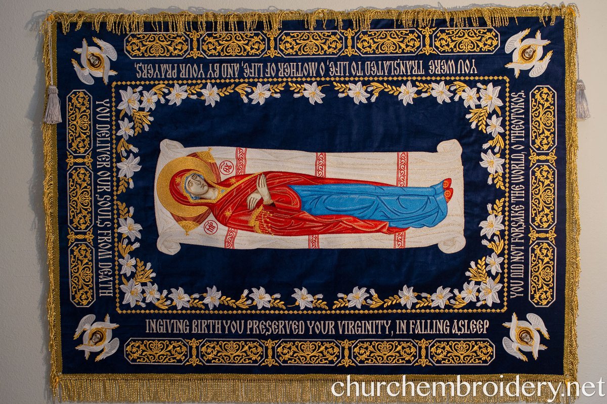 Fully-embroidered Orthodox epitaphios (shroud) Dormition — photo 2