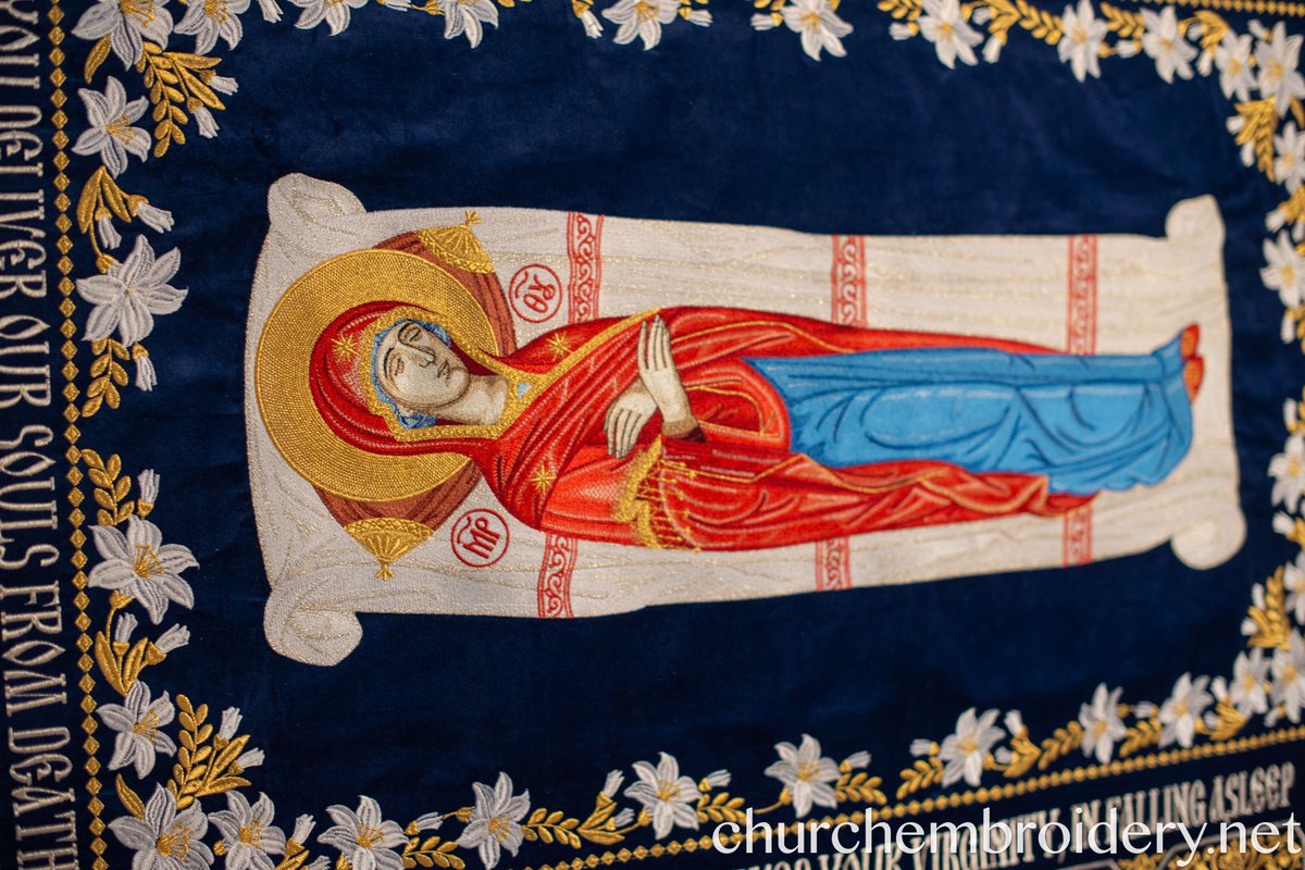 Fully-embroidered Orthodox epitaphios (shroud) Dormition — photo 3