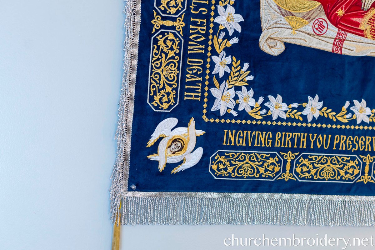 Fully-embroidered Orthodox epitaphios (shroud) Dormition — photo 7