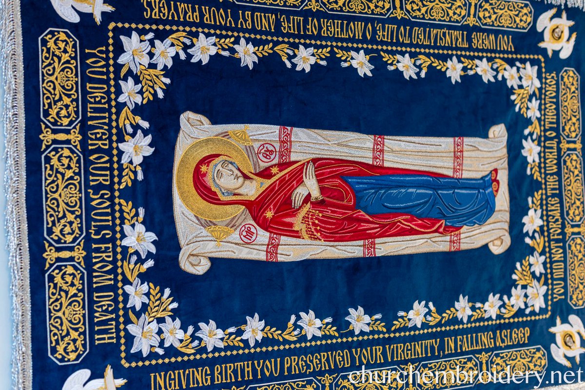 Fully-embroidered Orthodox epitaphios (shroud) Dormition — photo 8