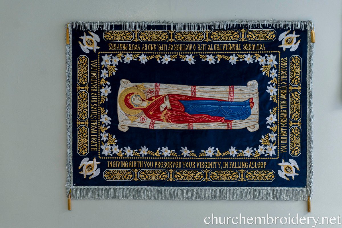 Fully-embroidered Orthodox epitaphios (shroud) Dormition — photo 9