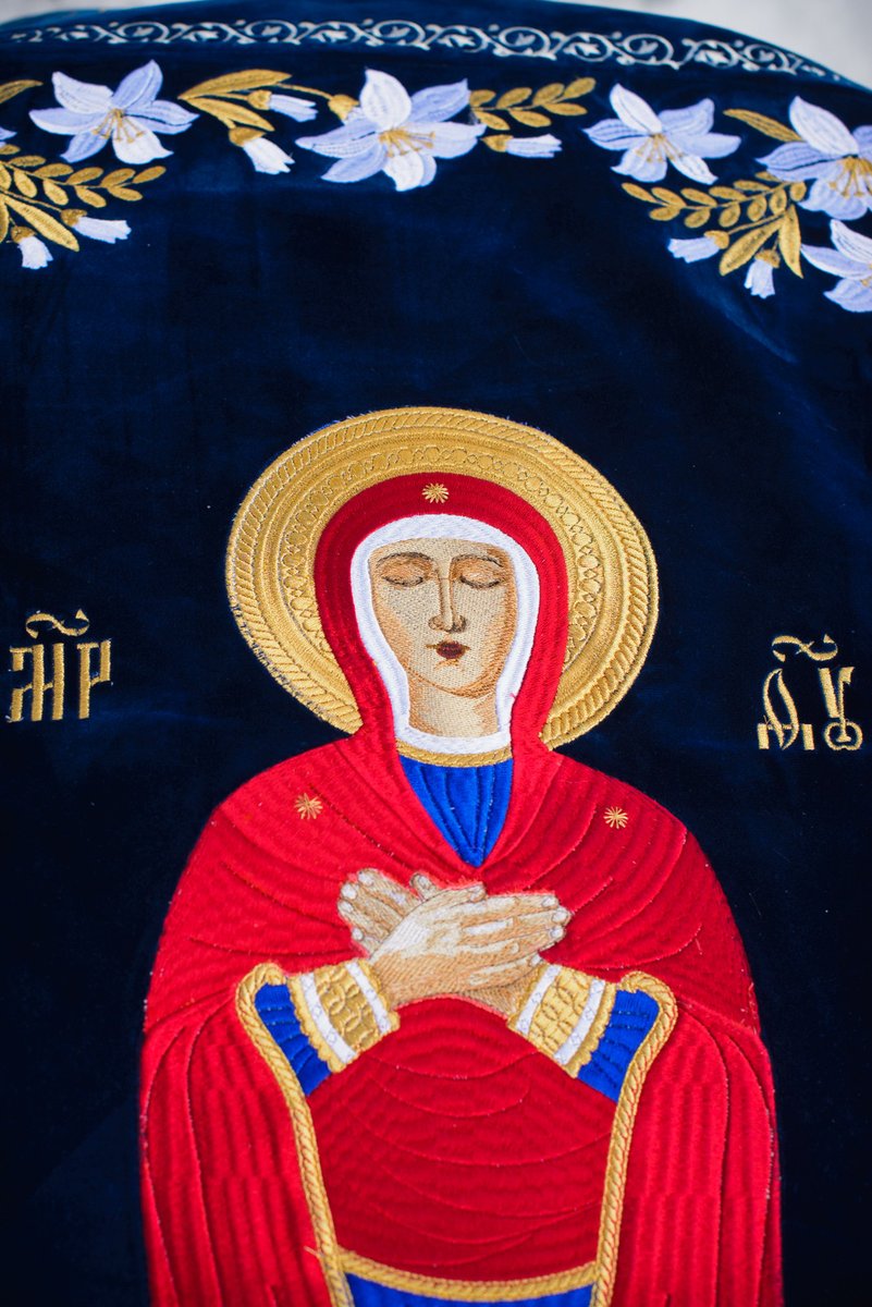 Fully-embroidered Orthodox epitaphios (shroud) of the Most Holy Theotokos