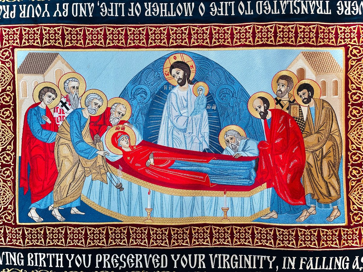 Fully-embroidered Orthodox epitaphios (shroud) of the Most Holy Theotokos