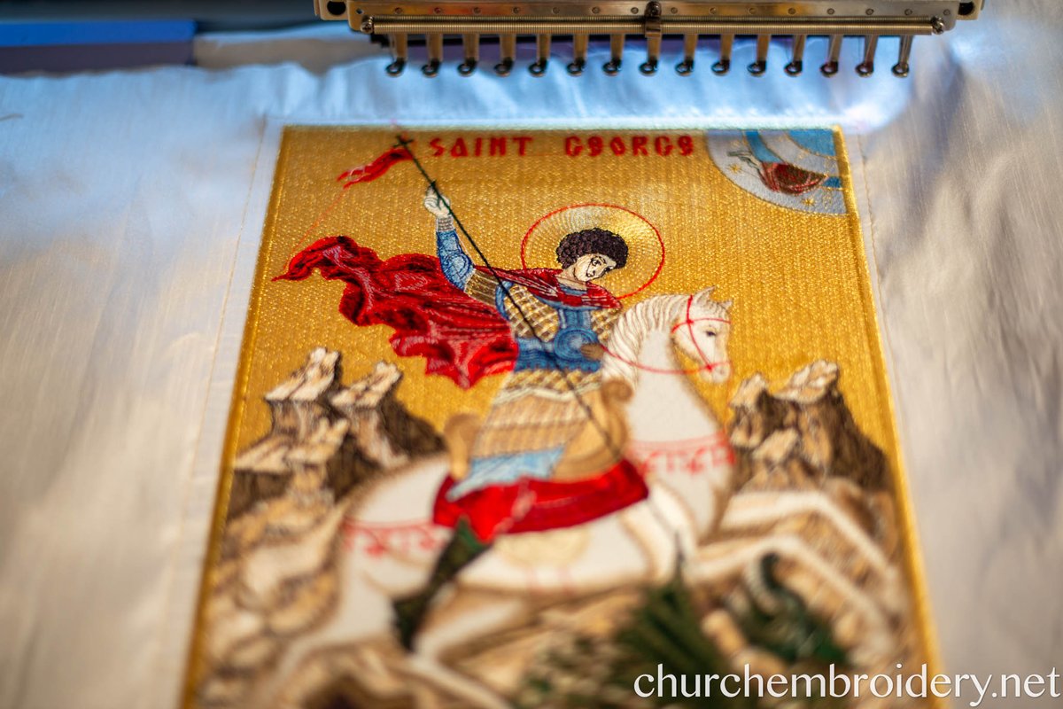 Fully Embroidered Orthodox  Icon Of st George. Just the Icon