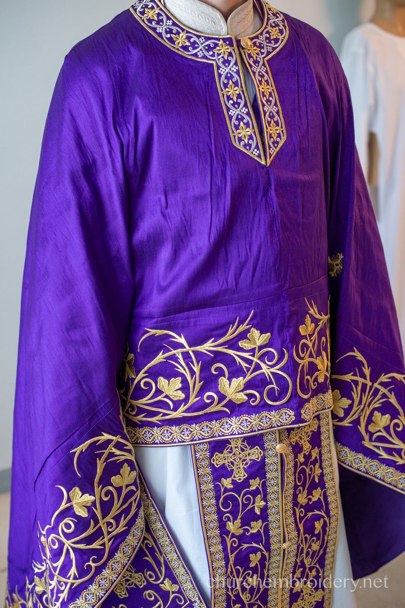 Fully Embroidered Orthodox Priest Vestment Set in Purple Gold — photo 10