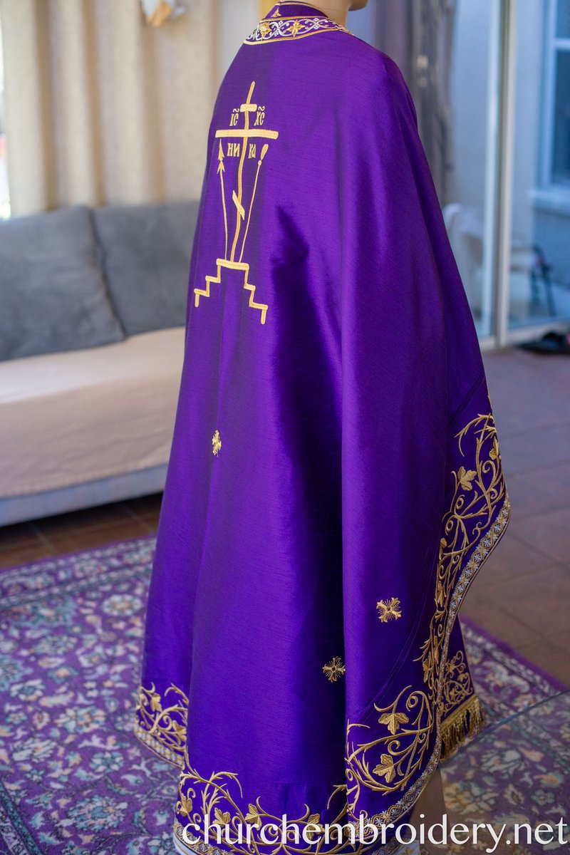 Fully Embroidered Orthodox Priest Vestment Set in Purple Gold — photo 12
