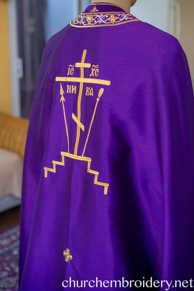 Fully Embroidered Orthodox Priest Vestment Set in Purple Gold — photo 13