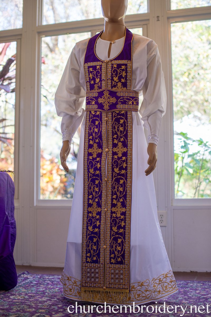 Fully Embroidered Orthodox Priest Vestment Set in Purple Gold — photo 14