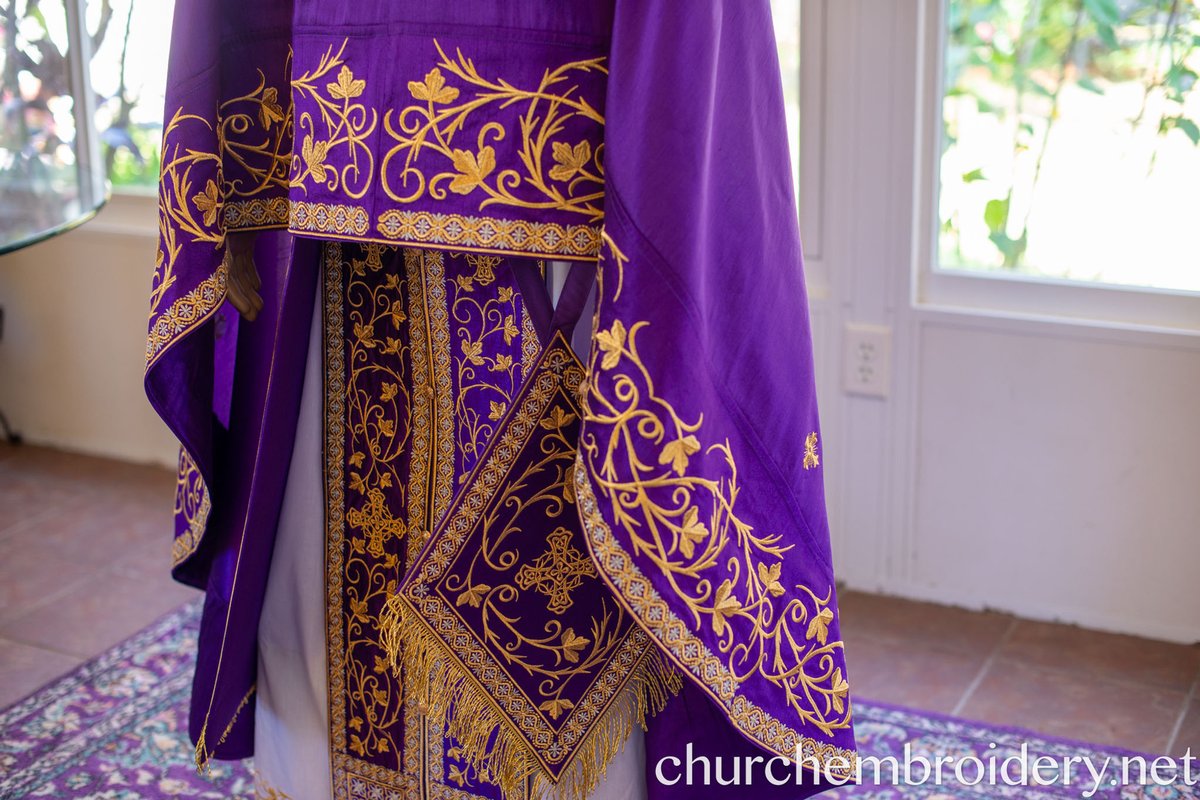 Fully Embroidered Orthodox Priest Vestment Set in Purple Gold — photo 15