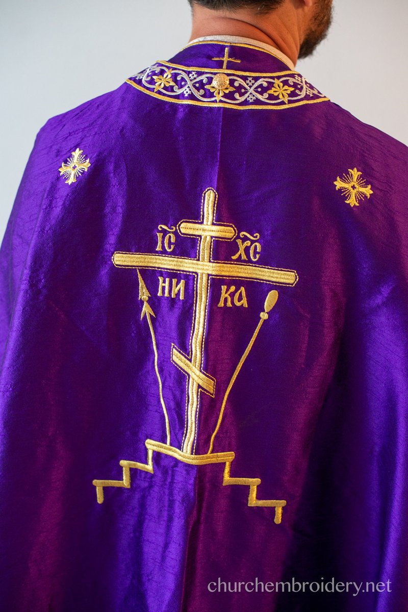 Fully Embroidered Orthodox Priest Vestment Set in Purple Gold — photo 3