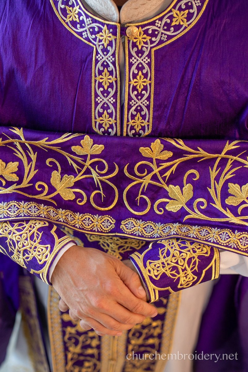 Fully Embroidered Orthodox Priest Vestment Set in Purple Gold — photo 6