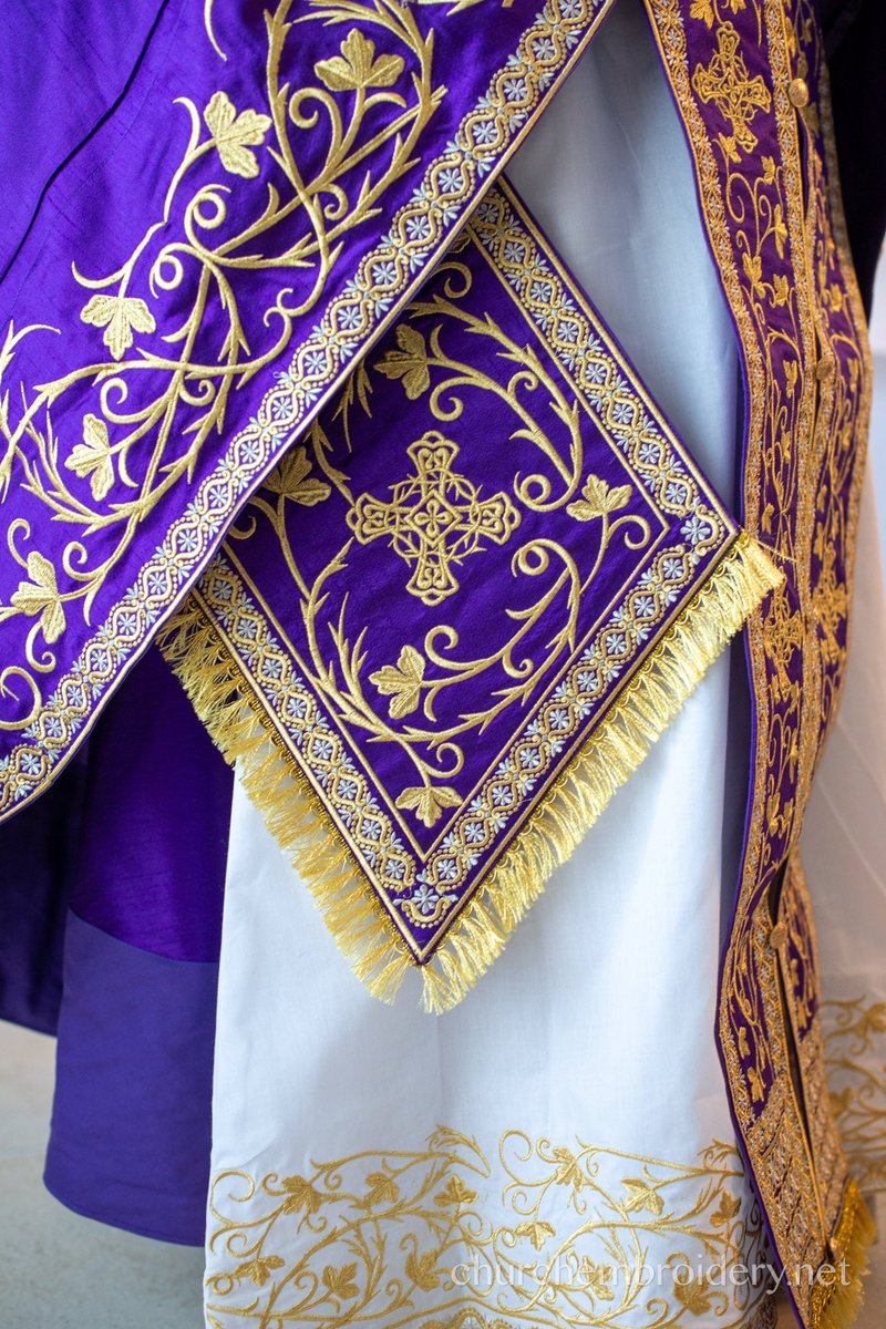 Fully Embroidered Orthodox Priest Vestment Set in Purple Gold — photo 7