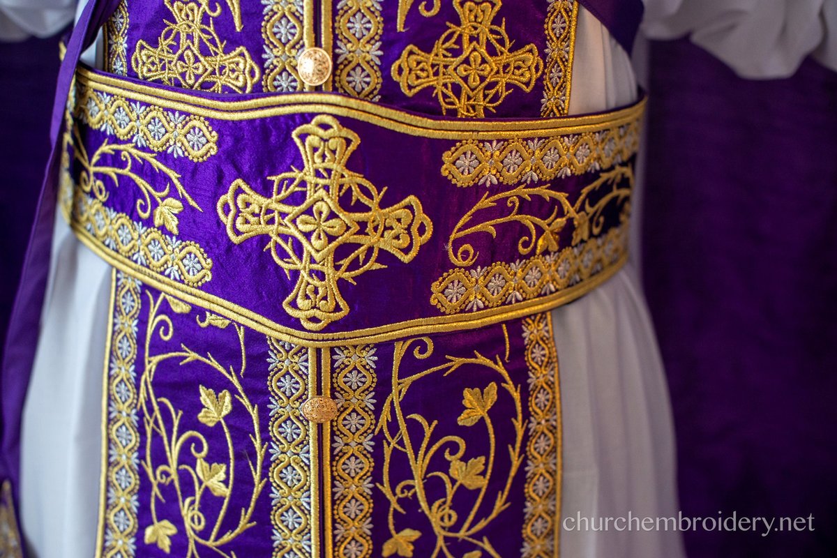 Fully Embroidered Orthodox Priest Vestment Set in Purple Gold — photo 8