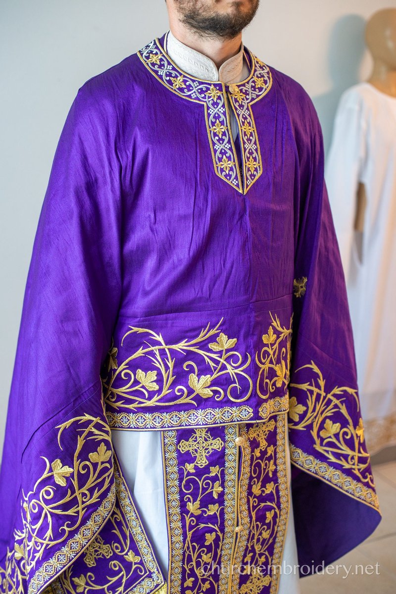 Fully Embroidered Orthodox Priest Vestment Set in Purple Gold — photo 9
