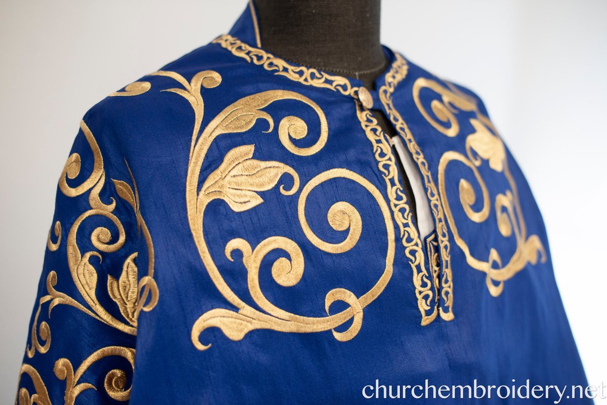 Fully-Embroidered Orthodox Priest Vestments Set —Blue Gold threads — photo 7