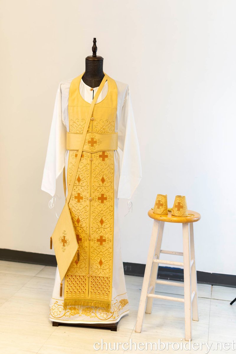 Fully-Embroidered Orthodox Priest Vestments Set — Gold-Brown Silk | Complete L — photo 10