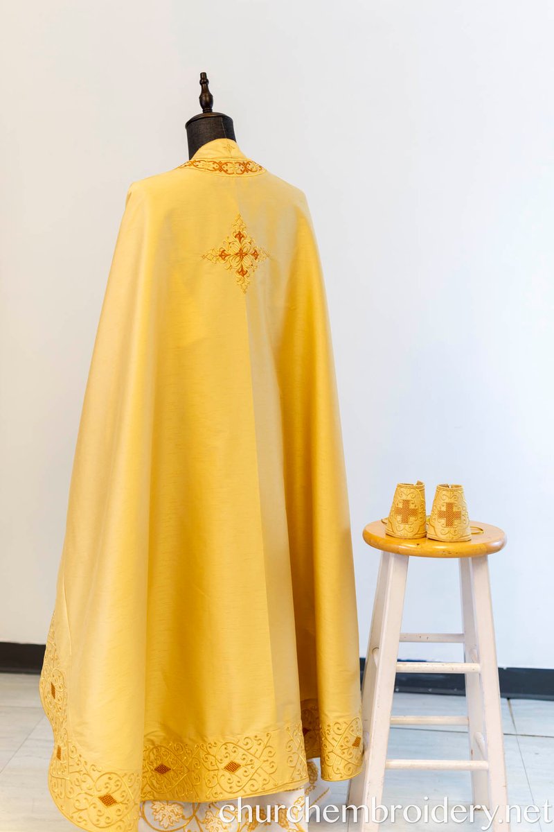 Fully-Embroidered Orthodox Priest Vestments Set — Gold-Brown Silk | Complete L — photo 2