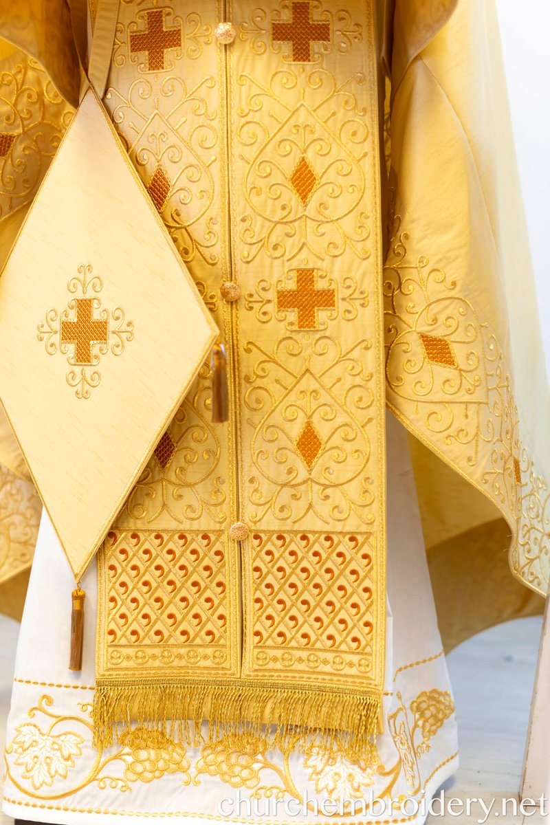 Fully-Embroidered Orthodox Priest Vestments Set — Gold-Brown Silk | Complete L — photo 3