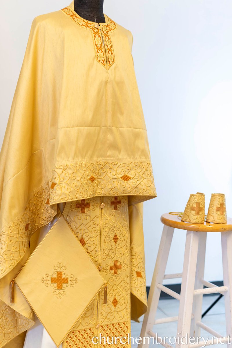 Fully-Embroidered Orthodox Priest Vestments Set — Gold-Brown Silk | Complete L — photo 4